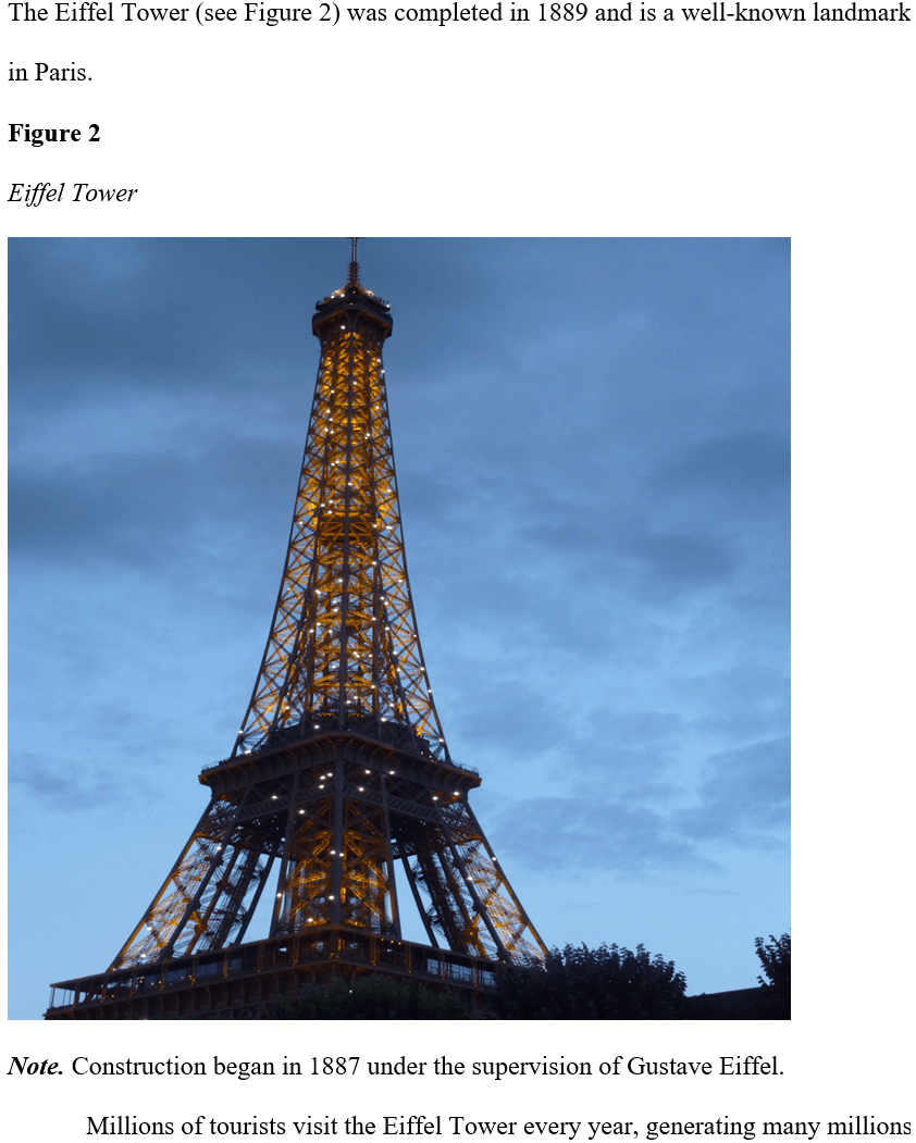 Picture of the Eiffel Tower - example of a figure in APA format in a Word document