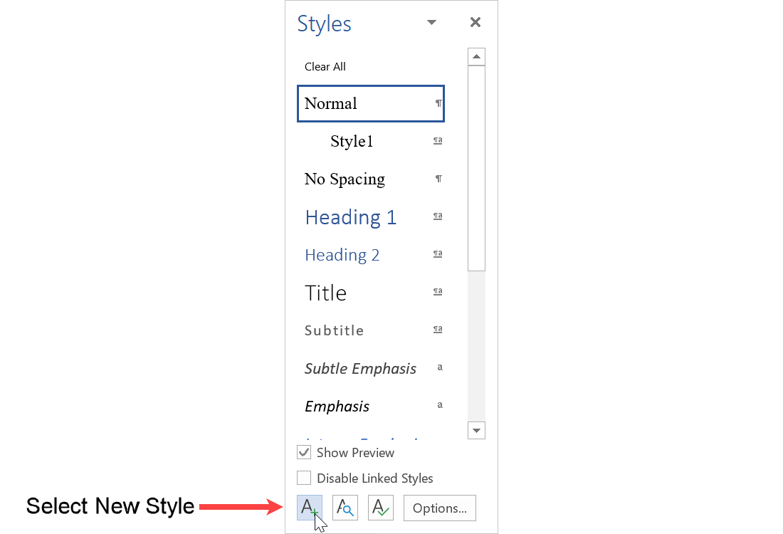 Select new style in Styles menu to create APA paragraph style