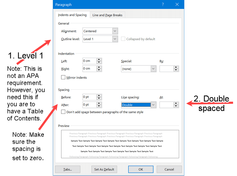 thesis line spacing