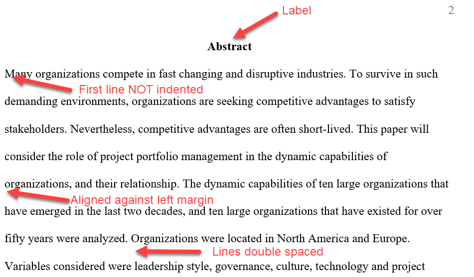 Abstract Page In APA Format Easily Created Using Microsoft Word 
