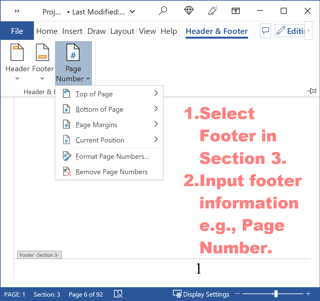 Add footer to section 3