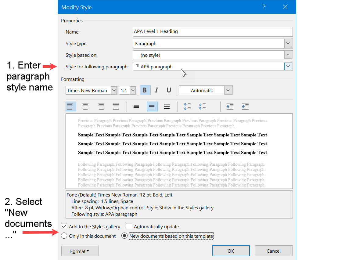 Add APA Paragraph Style to follow APA Heading