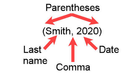 Example (Smith, 2020) showing a parenthetical APA in-text citation