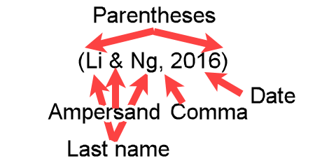 Example (Li & Ng, 2016) showing a parenthetical in-text citation for two authors