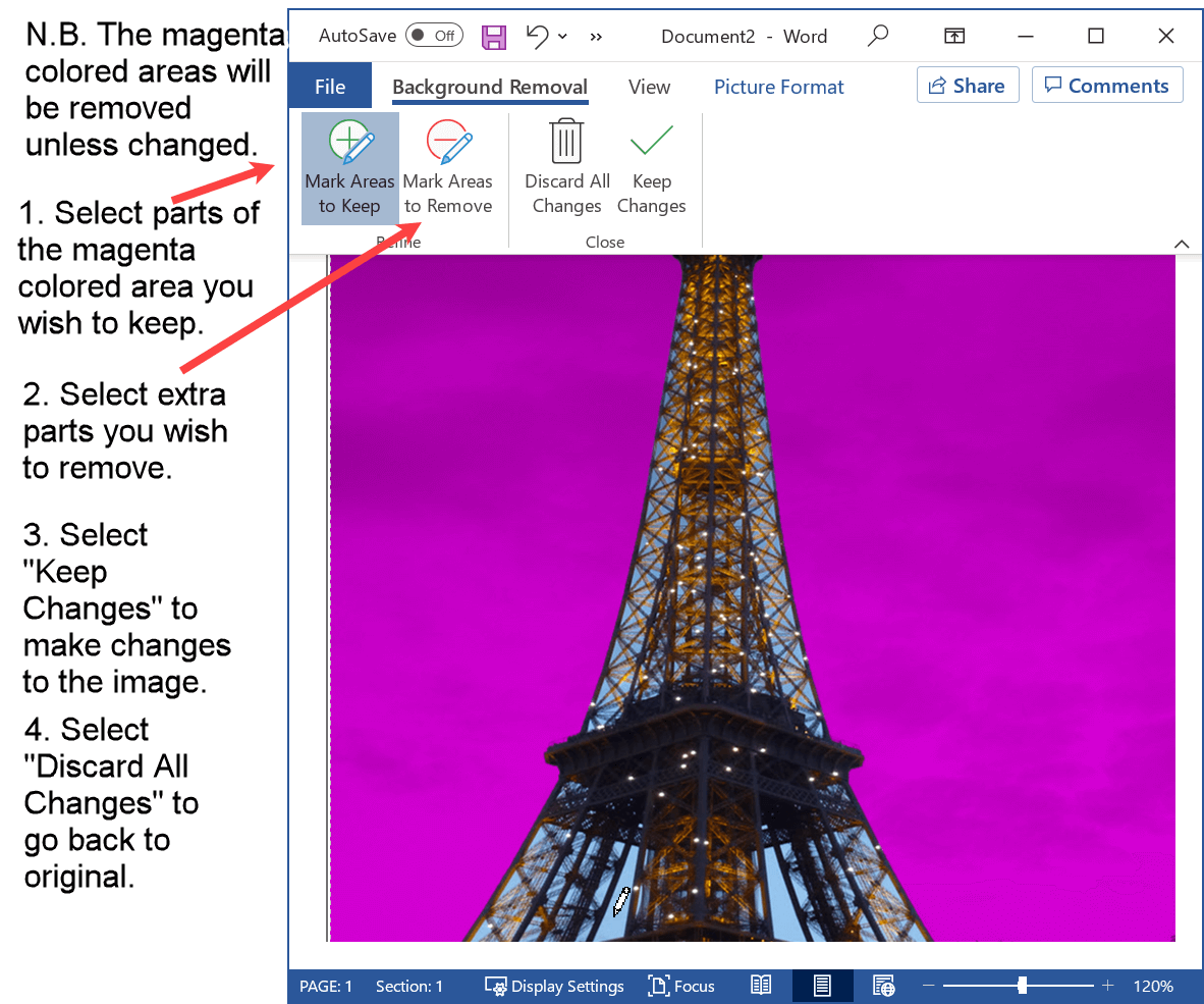 Edit a picture in Word by removing the background