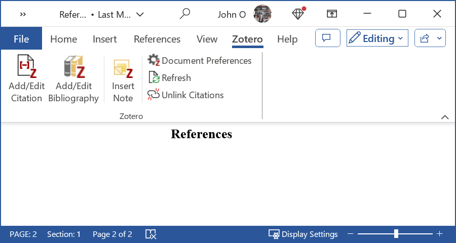Blank reference page at end of document