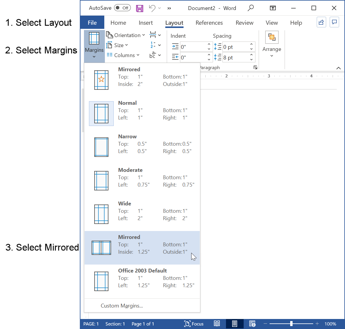 Select mirrored printing for a bounded double-sided printed academic paper