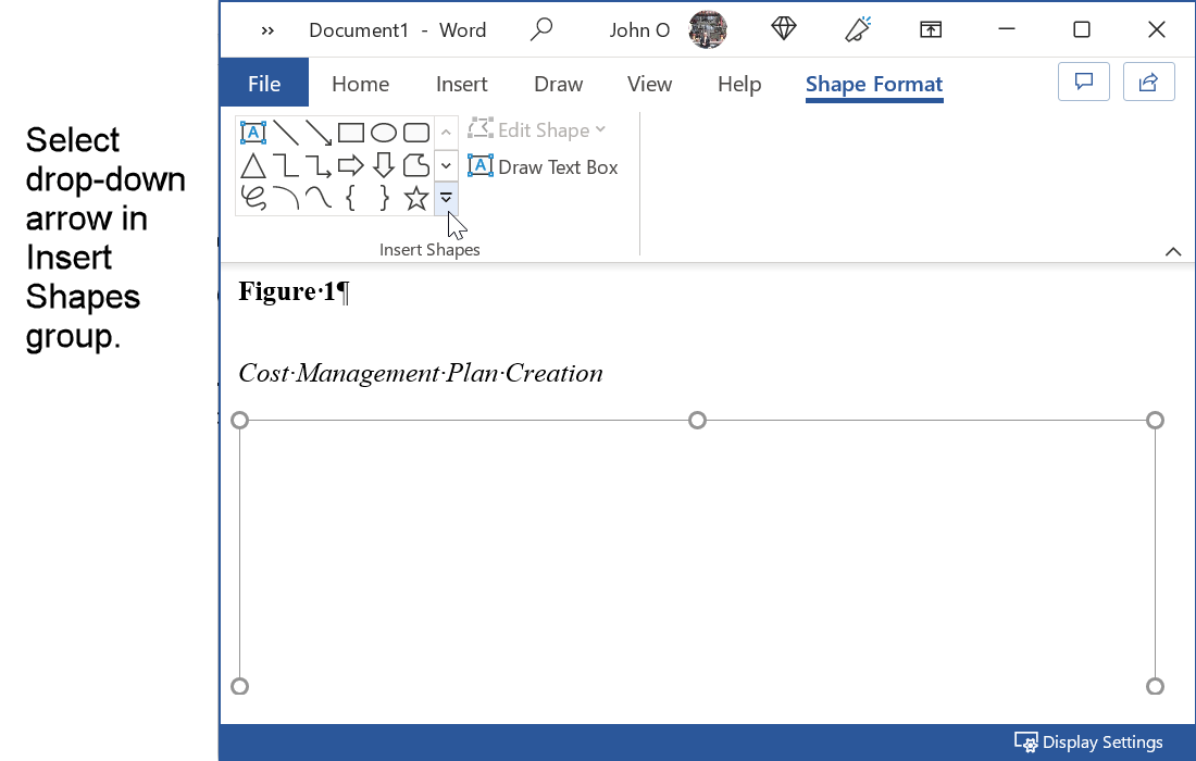 Display available shapes