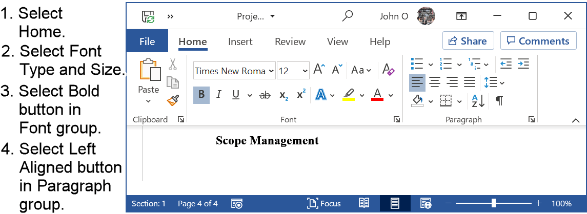 Font properties required for APA Level 2 Headings.