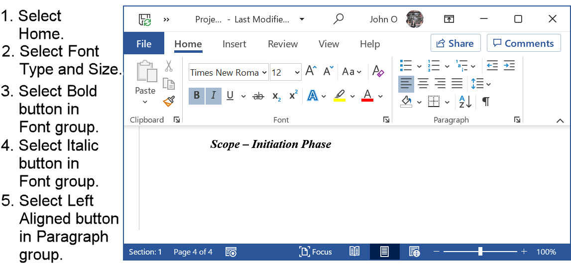 Font properties for Level 3 Headings in APA format