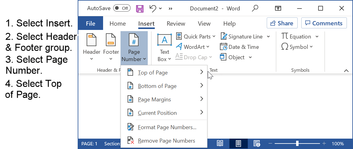 Insert page number in APA format using Microsoft Word