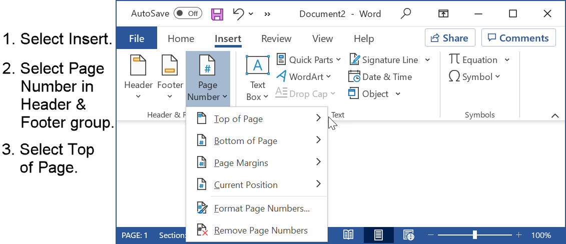 Add page number to the title page in APA format using Microsoft Word