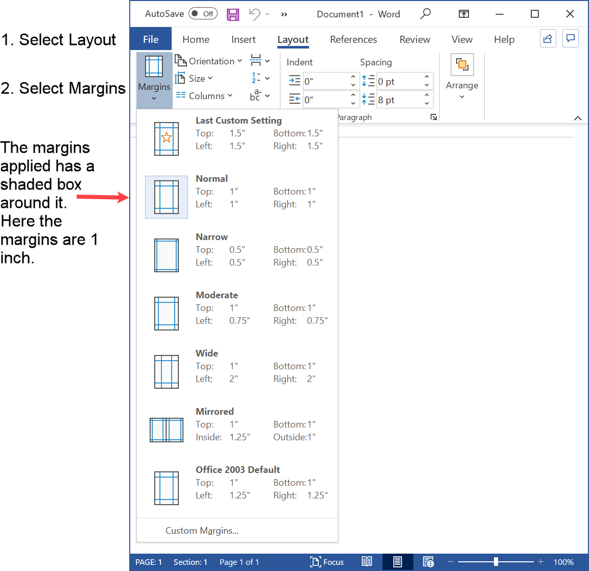 margins in research paper