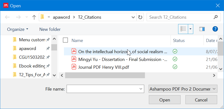 Find PDF file to be imported by Mendeley