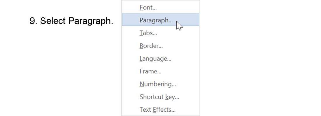 Select paragraph to be formatted