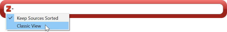 Select Classic View of sources in Zotero