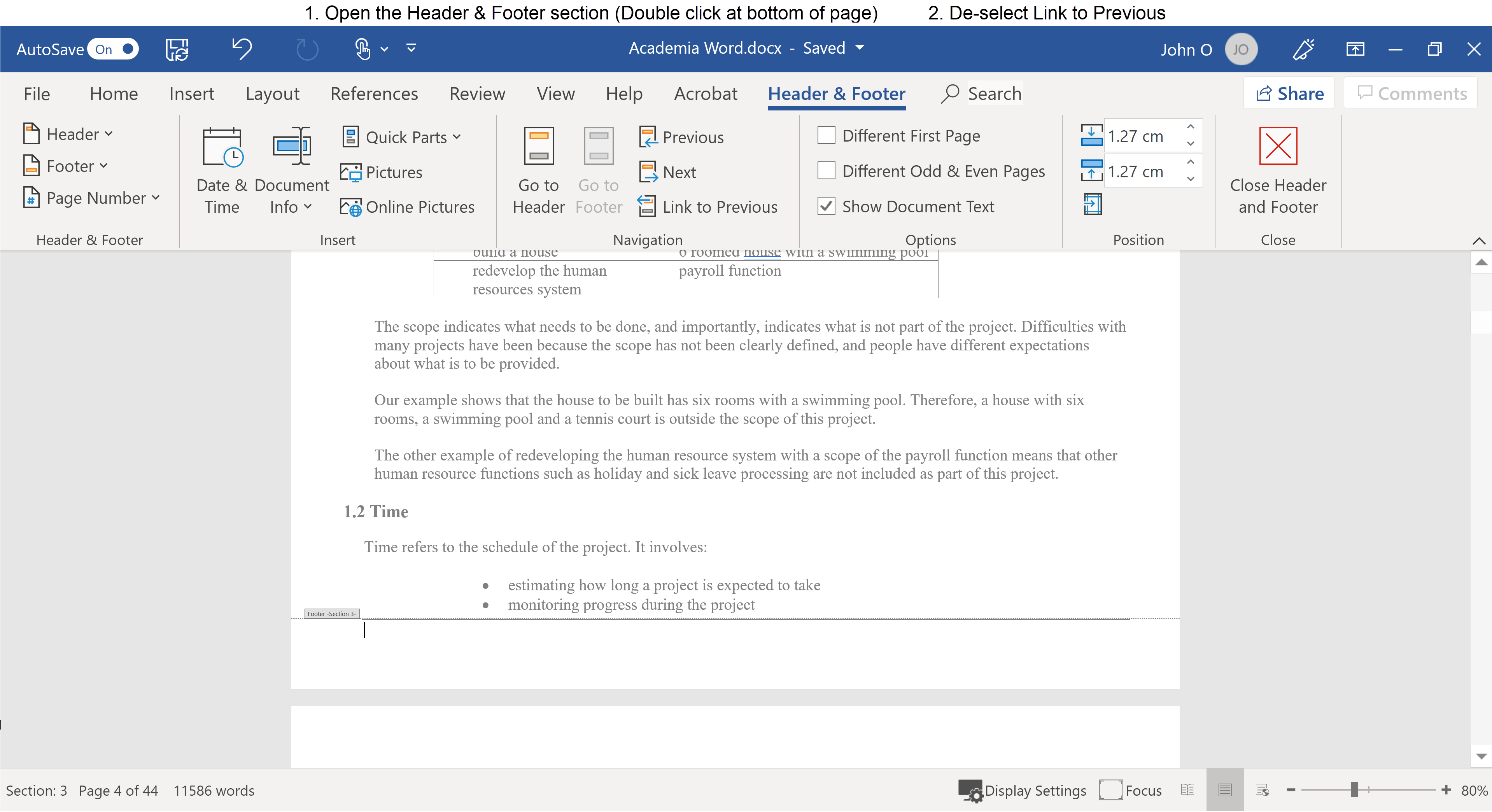 word delete footer space word delete footer space
