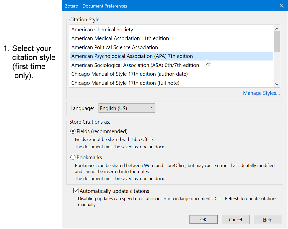 Select citation style to cite in APA format