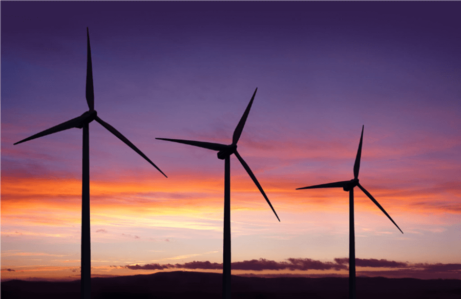 Wind farm harnessing energy from the wind
