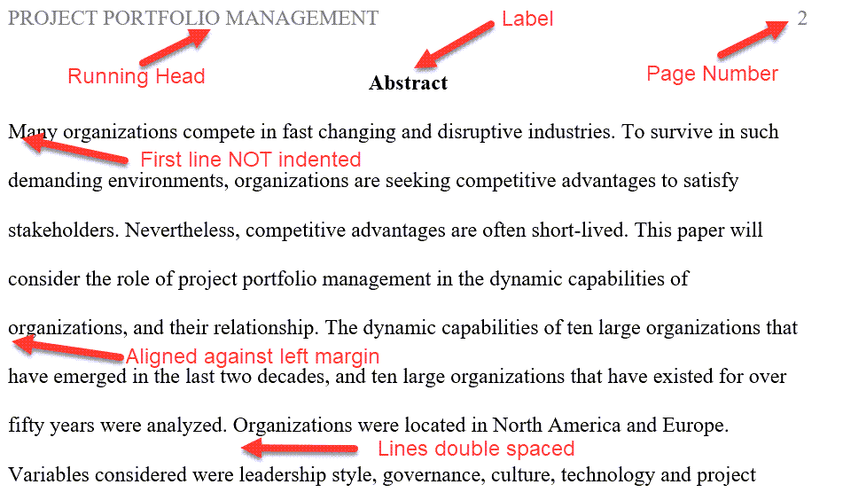 Example of a Professional Abstract in APA Format
